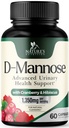 D-Mannose Supplement 1.350 mg met Cranberry & Hibiscus - Effective Fast-Acting, Flush The Impurities for Natural Bladder, Urinary Tract Health Support, for Women and Men, Non-GMO, Vegan, 60 Capsules