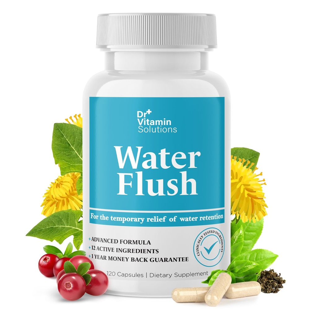 DR VITAMIN SOLUTIONS Pilules d'eau diurétiques pour le contrôle du poids - Soulagement instantané de la Bloat et de l'Houle - Thé vert, canneberge, extrait de feuille de dandelion - Pilules de rétention d'eau pour les femmes et les hommes, 120 Caps