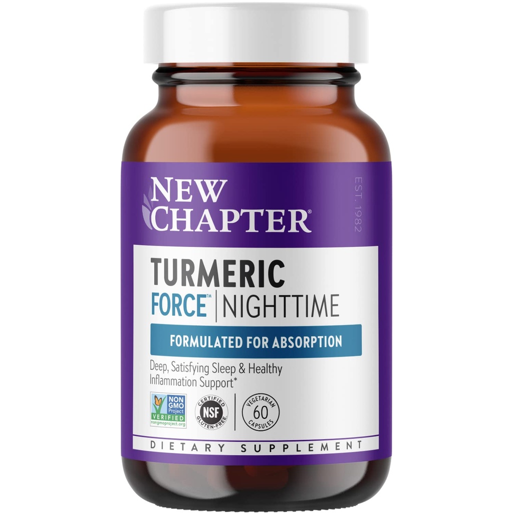 Nieuw hoofdstuk Kurkuma supplement + slaaphulp - Kurkuma kracht nacht voor slaap ondersteuning met Valeriaan wortel + gember + NO zwarte peper nodig + niet-GMO ingrediënten - 60 vegetarische capsule