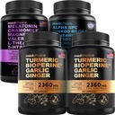 MEDCHOICE Kurkuma & Gember (240ct), Slaap Melatonine (90ct) en Nootropic Brain (60ct) Supplement Bundle - Wellness Trio voor Hersenen, Slapen, & Immune Support - Veganistisch, Non-GMO, Glutenvrij