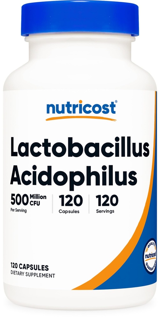 Nutricost Lactobacillus Acidophilus 500 millions d'UFC par portion (120 capsules)