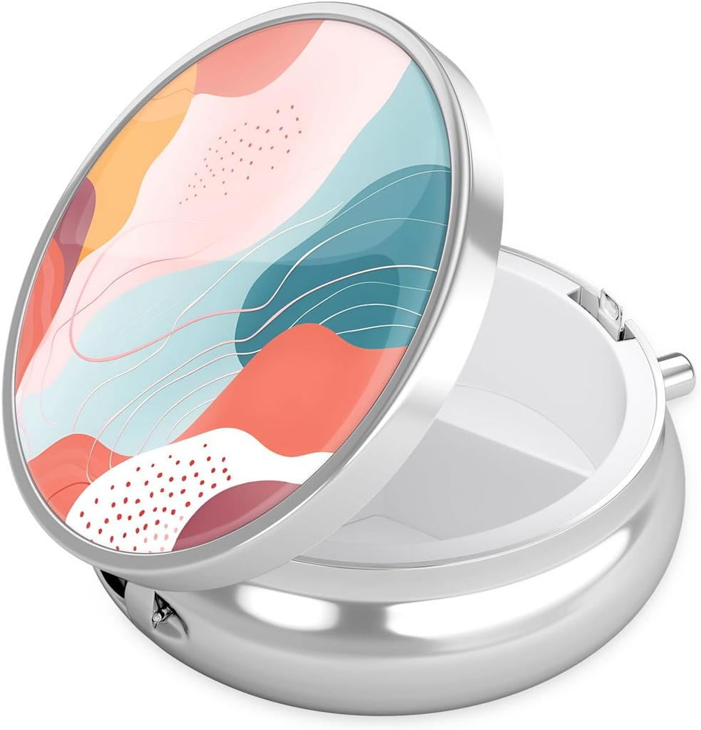 Nipichsha Pill Box, kleine pil geval voor portemonnee & Pocket, schattig reizen geneeskunde Organisator, draagbare geneeskunde container houder om vitamines te houden, medicijnen, visolie & supplement, A03-art stijl patroon