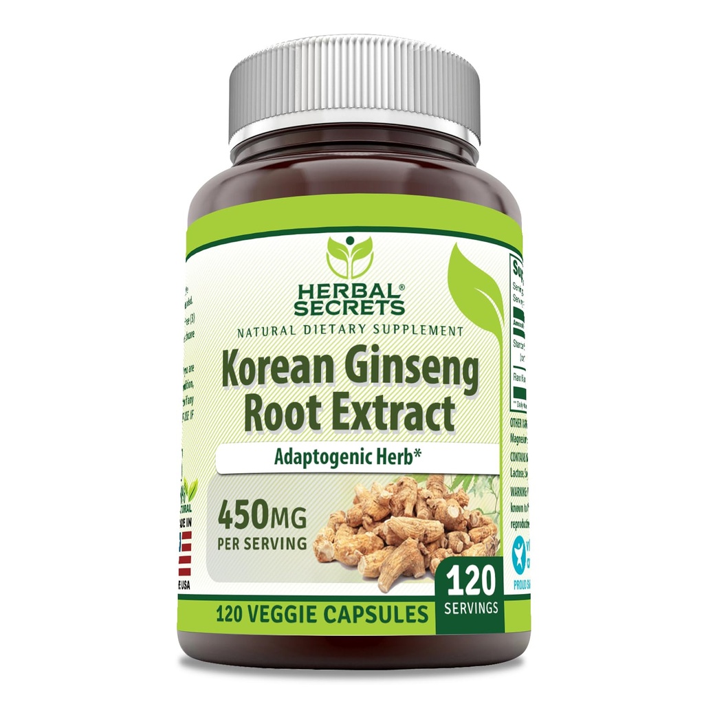 Kruidengeheimen Koreaanse Ginseng Root Extract 120 Veggie Capsules Supplement 