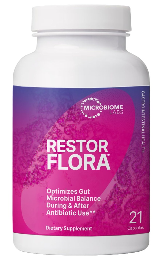 Microbiome Labs RestorFlora - Mannen & vrouwen Probiotica voor de spijsvertering van de gezondheid en Gut Reset - Spore Based Saccharomyces Boulardii Probiotica om te helpen herstellen Microbial Balance (21 Capsules)
