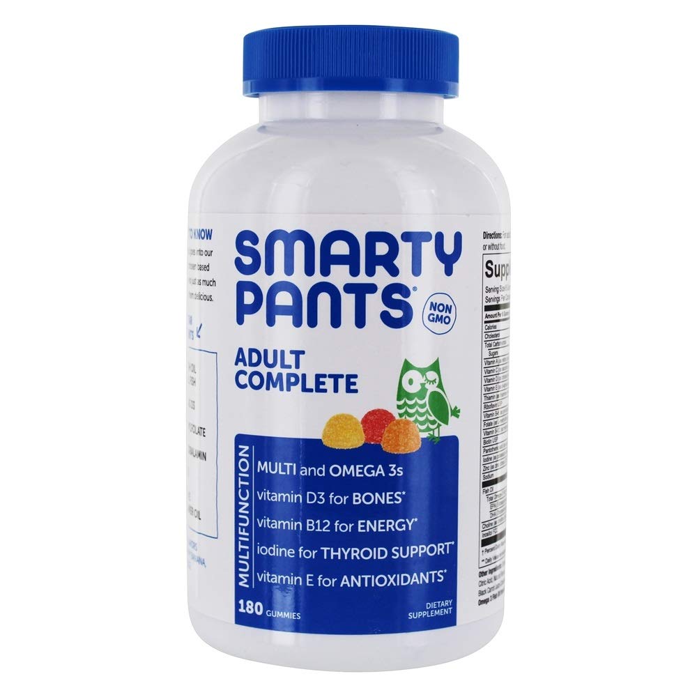 SmartyBants Volwassene Complete Dagelijkse Gummy Vitaminen: Glutenvrij, Multivitamine & Omega 3 DHA/EPA Visolie, Methyl B12, Vitamine D3, Non-GMO, 180 telling (30 dagen aanvoer)