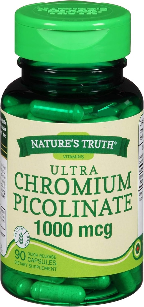 Nature's Truth Ultra Chroom Picolinaat 1000 mcg Quick Release Capsules - 90 st., Verpakking van 2