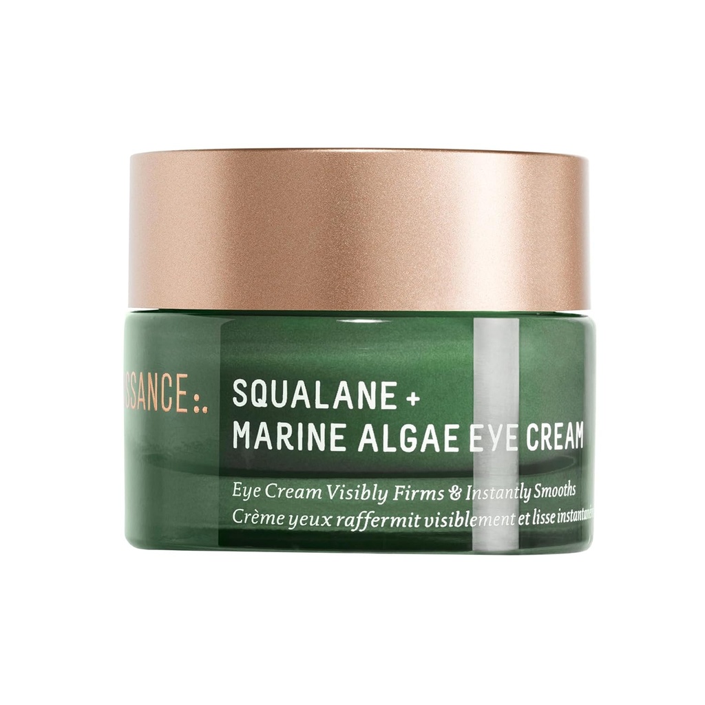 BIOSSANCE Squalane and Marine Algen Eye Cream - Anti-Aging Under Eye Cream for Fine Lines, Rimpels, and Puffiness - Hydrating & Lifting Formula with Hyaluronic Acid and Paracress Extract - 0,5 Ounce