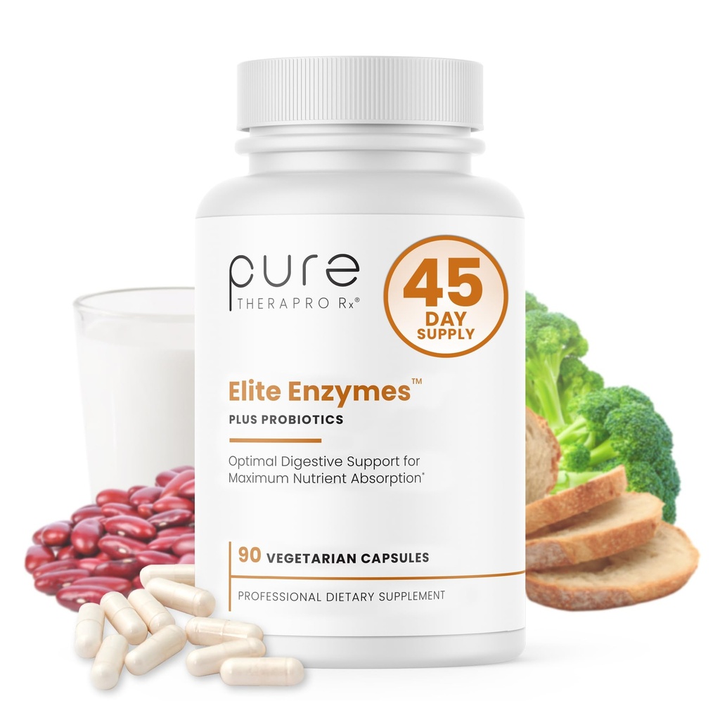 Pure Therapro Rx Elite Enzymen Extra sterkte Digestieve enzymen Supplement voor vrouwen en mannen, 90 Vegan Capsules