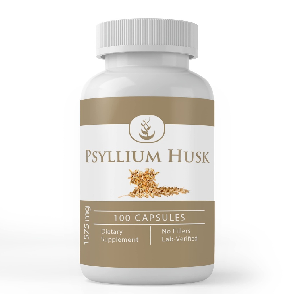 Pure Original Ingrediënten Psyllium Husk Capsules (100 capsules) Fiber Powder Supplement, Geen Additieven of Fillers, Lab geverifieerd