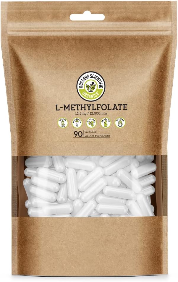 DSO L Methylfolaat 12,5 mg (5 MTHF-supplement) - 90 Vegan Capsules (12,5 mg) - Active L Methylfolaatsupplement voor homocysteïnebestrijding - Foliumzuurvitamine - Eco-vriendelijke verpakking
