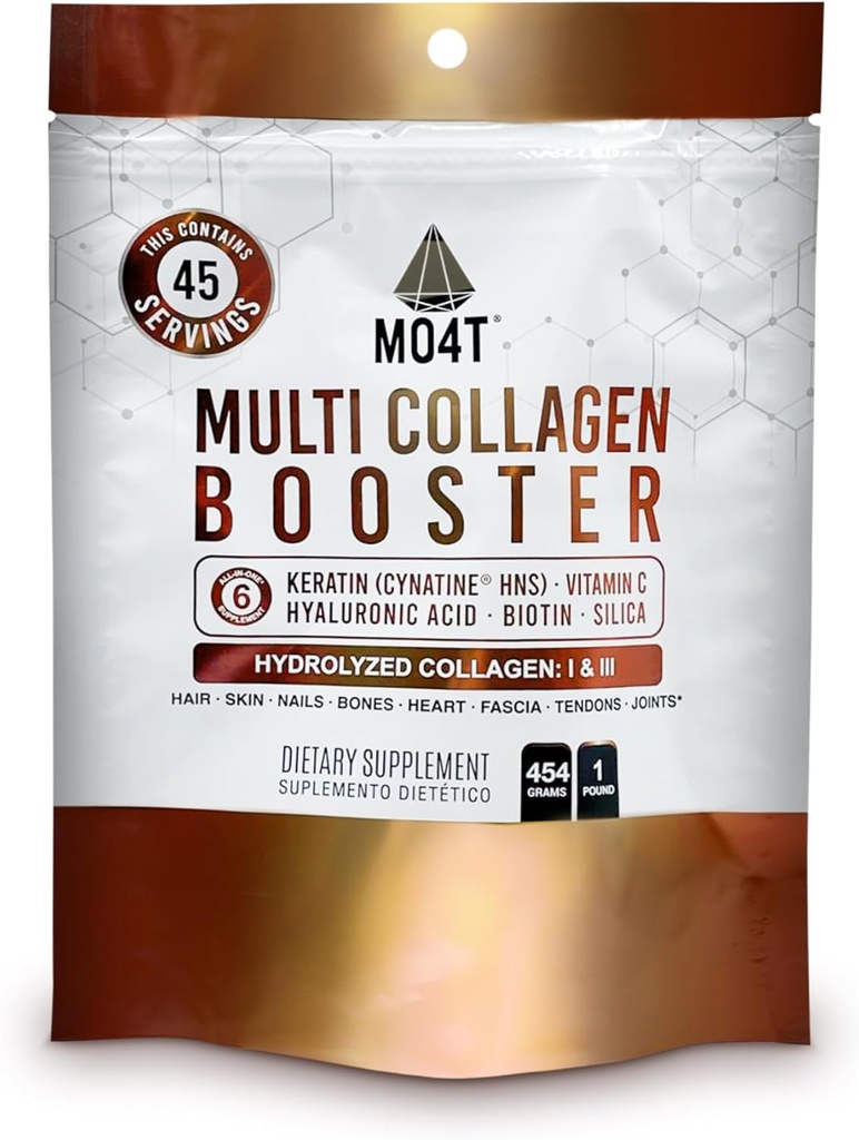 Multi Collageen Booster Poeder Extra sterkte Collageen Supplement met Toegevoegde Keratine, Biotine, Hyaluronzuur, Vitamine C & › Extra voedingsstoffen voor haar, Nagels,& Huid -1 Pond
