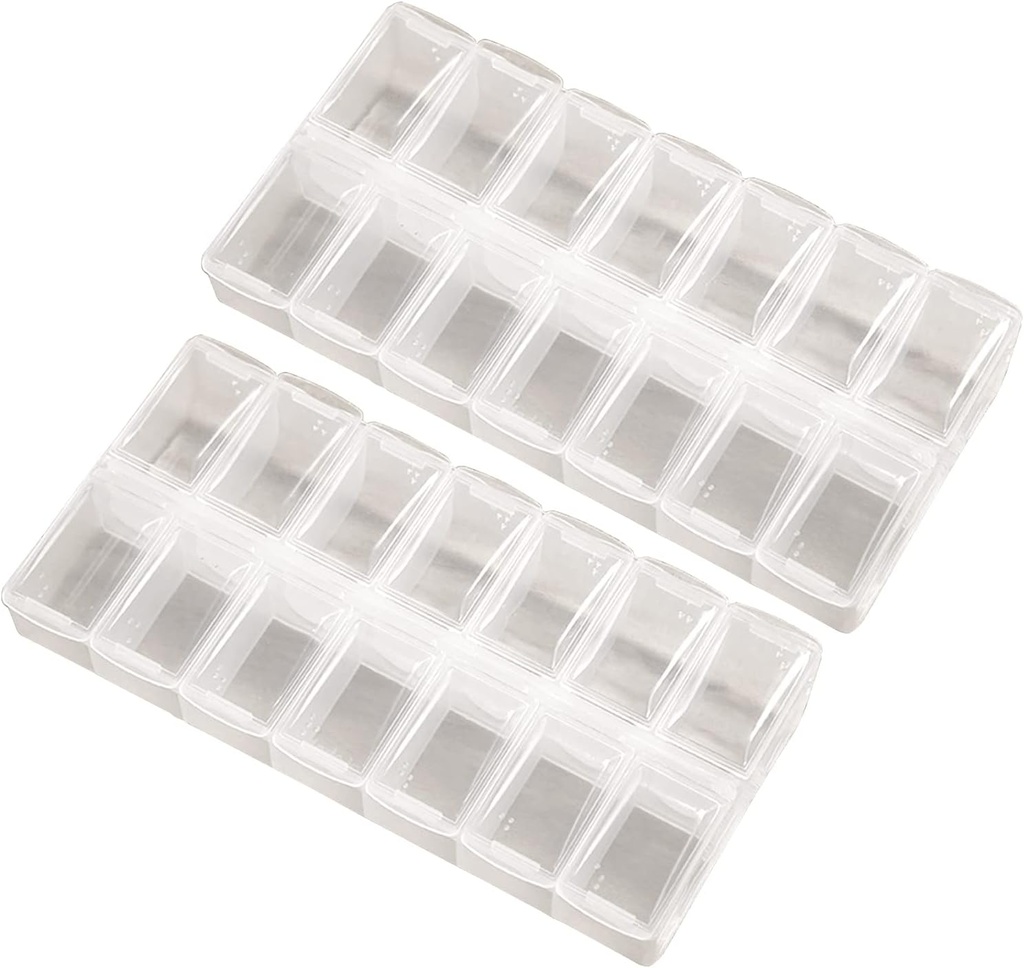 2 Pack OPP Clear Daily Pill Box Organizer, Am Pm Pill Organizer 7 Dag, Weekly Pill Organizer 2 keer per dag voor pillen, Supplementen en medicijnen, Kleine pil Box 7 Dag, Medicatie Organisator