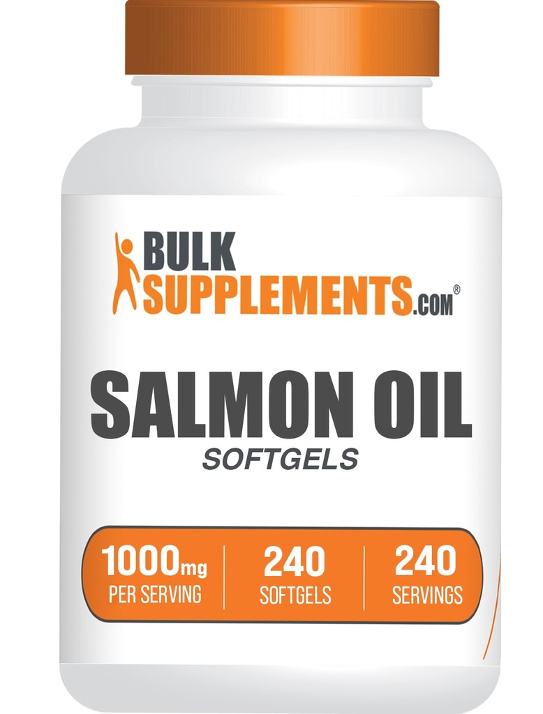 BulkSupplements.com Zalmolie Softgels - Omega 3 Supplement, Wild Alaska Zalmolie Supplementen - 1000mg, Glutenvrij, 1 Softgel per Serving, 240 Tellen (Pack of 1)