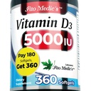 FITO MEDIC'S Lab - Vitamine d - 5000 IE - Vitamine d3-360 Softgels - Vitamine d3 5000 iu - voor bot, tanden, spier en immuungezondheidsondersteuning, Ultra hoge Absorptie, vitaminea d3.