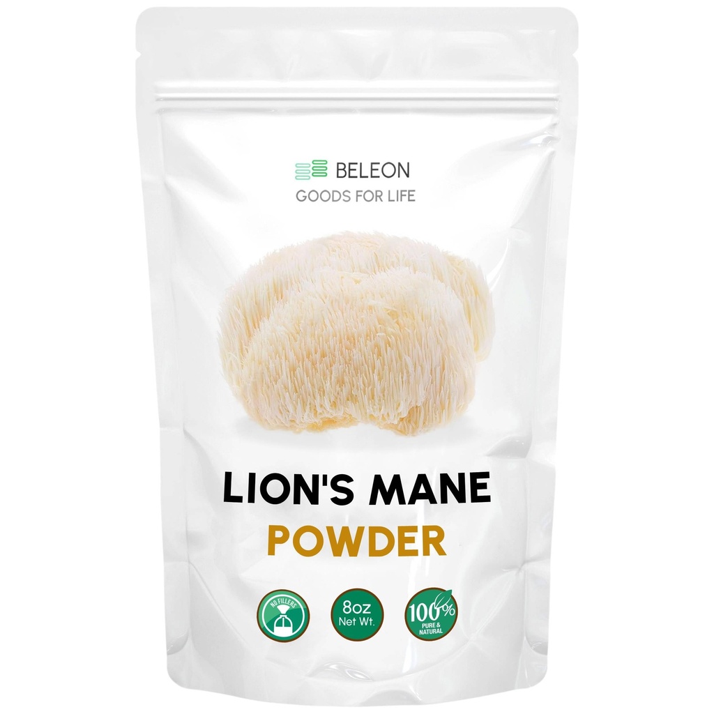 Lions Mane Powder 8 oz - Pure Lion's Mane Mushroom Supplement met antioxidanten, Vegan Powder