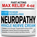 Neuropathie Nerve Relief Cream - Premium Nerve Cream 3X Actie voor gerichte verlichting en kalmerende zenuwcomfort - Maximale sterkte met 4% Menthol Arnica MSM voor voetenhanden Benen tenen & rug - Large 4 Oz