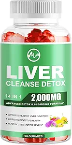 Lever Reiniging Detox & Repair Gummies, Suikervrije lever vrije gezondheid Ondersteuning Supplement met 2000mg melkdistel, Glutathion, Dandelion, Alpha Lipoïnezuur, Artichoke en andere kruiden, 1 Pack, Raspberry Flavor