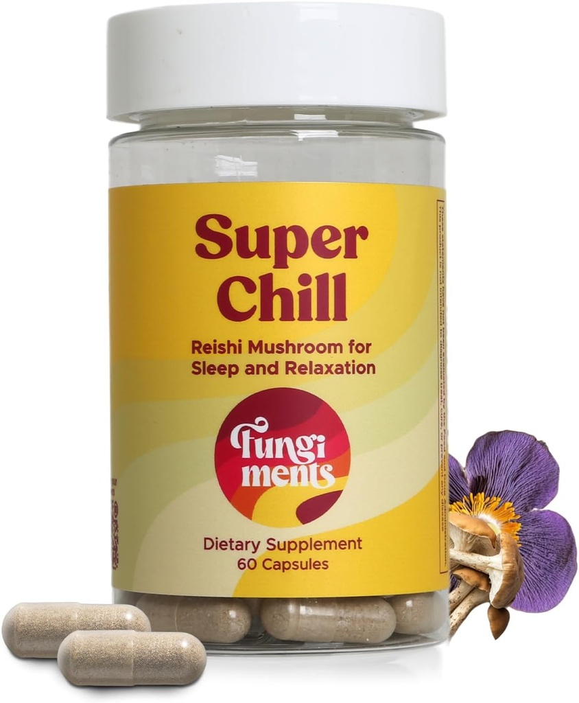 Schimmels Super Chill - Mushroom Supplement - Reishi Mushroom, Ashwagandha, Cortizol, L-Theanine, Passiebloem - Minder stress en betere slaap (60 capsules)