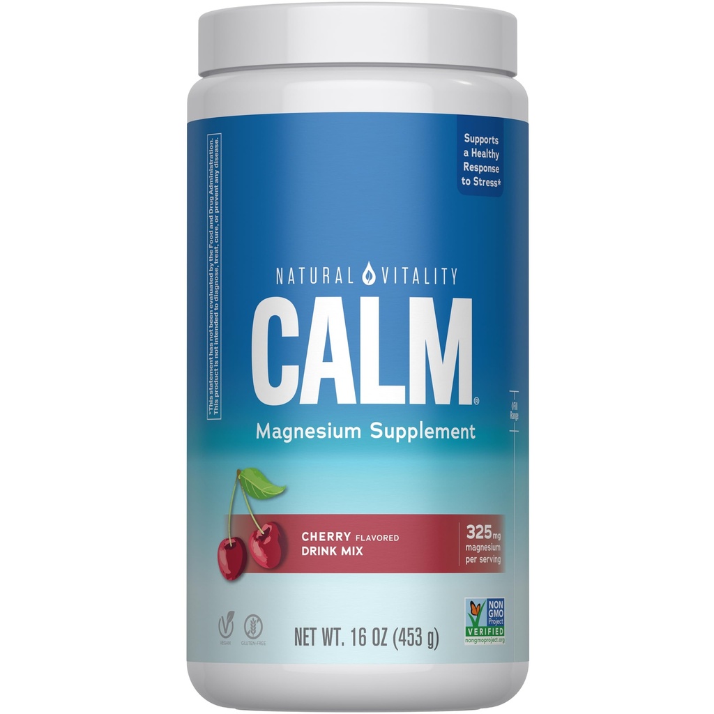 Natural Vitality Calm, Magnesium Supplement, Anti-stress Drink Mix Poeder, Glutenvrij, Veganistisch, & Non-GMO, Cherry, 16 oz