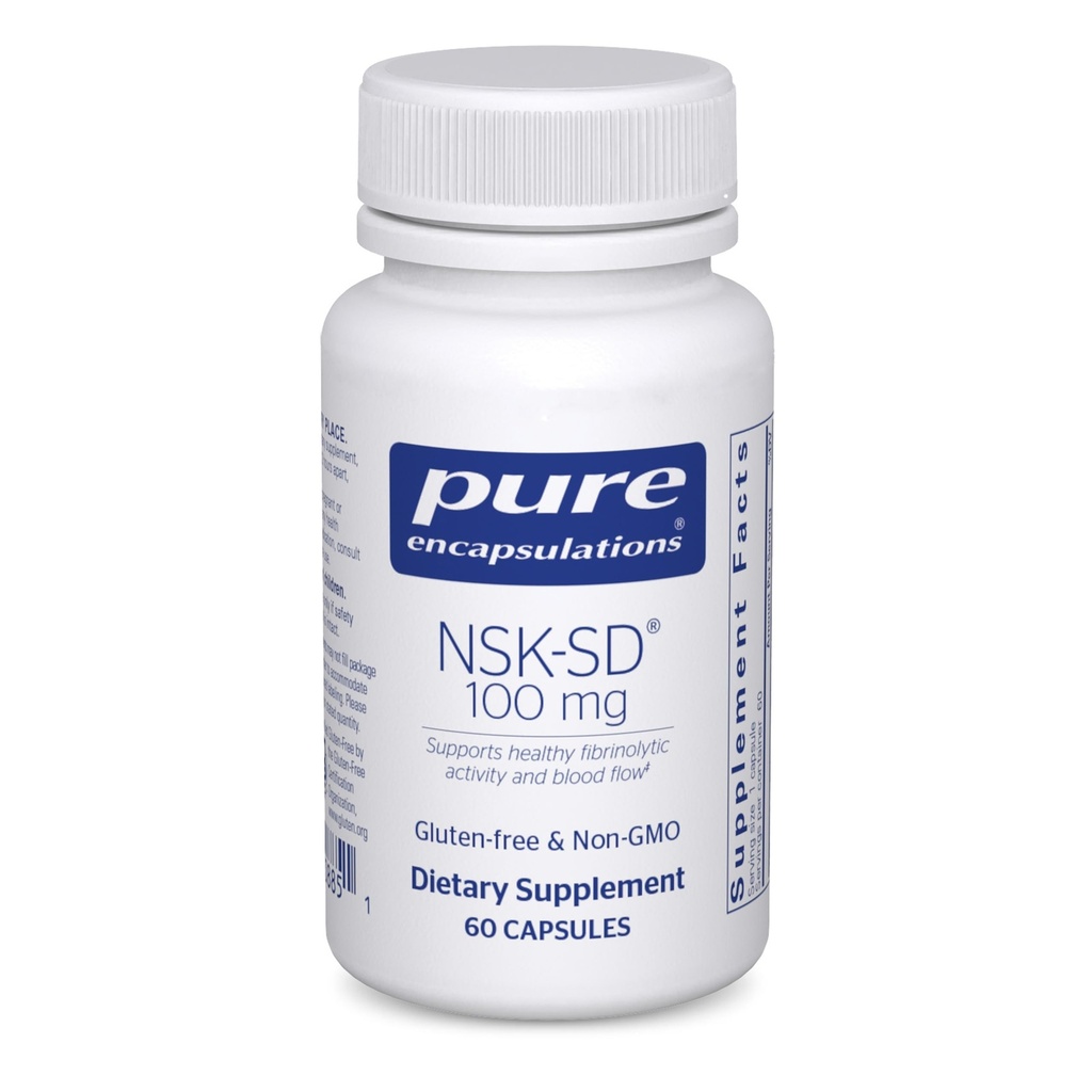 Encapsulations pures NSK-SD - 100 mg Nattokinase - pour la circulation sanguine normale - soutient l'activité fibrinolytique* - sans gluten et sans OGM - 60 capsules