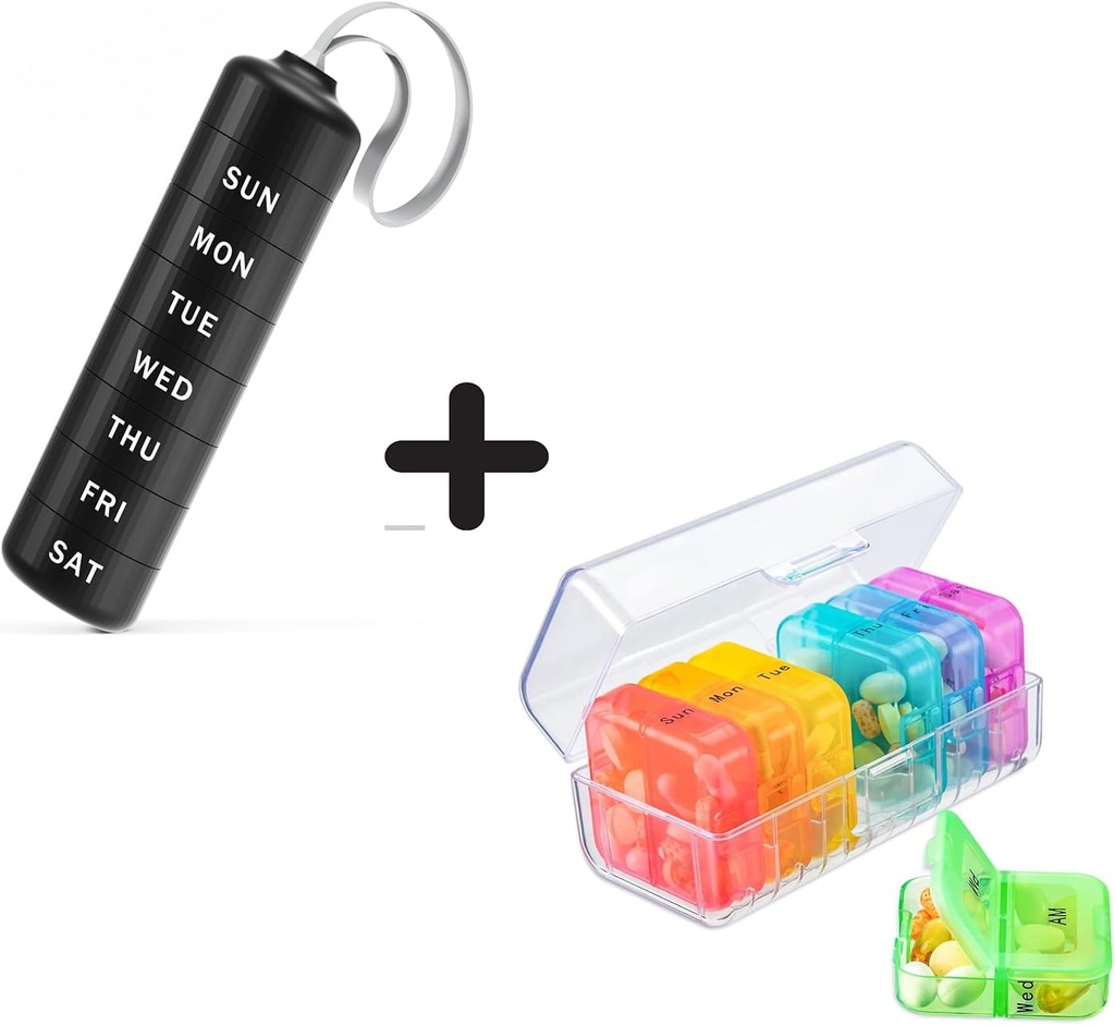 Zoksi Travel Pill Organizer, Dagelijkse Supplement Organisator Houder, Portable Vitamine Case met 7 Afneembare grote Compartiment, Weekly Pill Box 7 Dag voor Buiten, Kantoor, Huis (Zwart)
