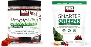 Facteur de force ProbioSlim pomme Cider Vinegar Gommies avec bio, LactoSpore & Greens Smarter Superfood Chews, Greens et Superfoods avec Probiotiques, Antioxydant