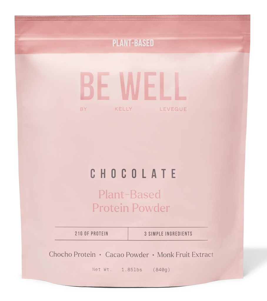 Well by Kelly Chocolate Plant Based Protein Powder, Vegan 21G Protein 9G Fiber 1 NetCarb (3 Ingrediënten, 20 Servings) 9 Aminozuren 3 BCAA's Geen soja, Geen zuivel, Stevia-Free No Sugar Toegevoegd 1.85lb 840g