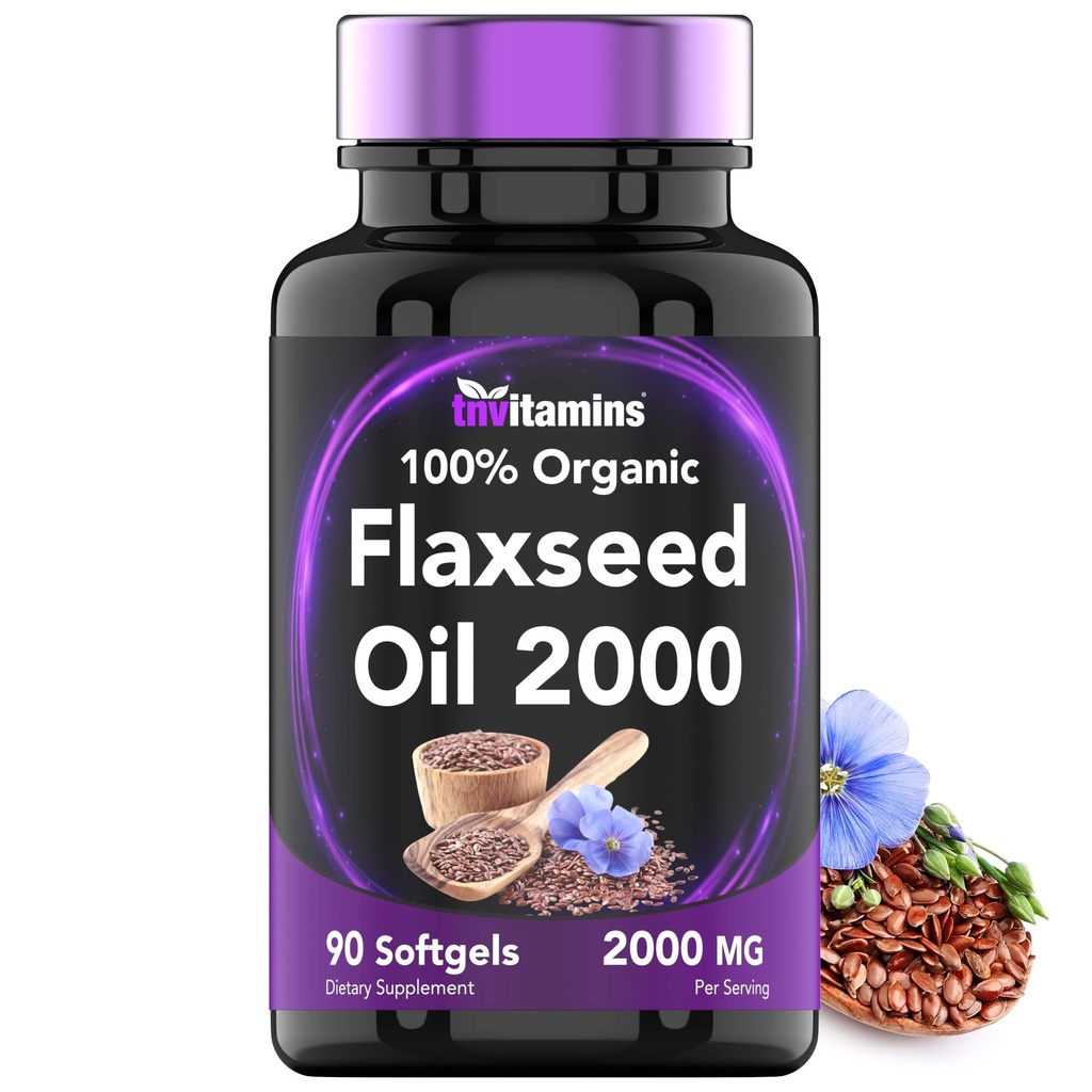 tnvitaminen Biologische Vlaszaadolie Softgels: 2000 mg - 90 Softgels 