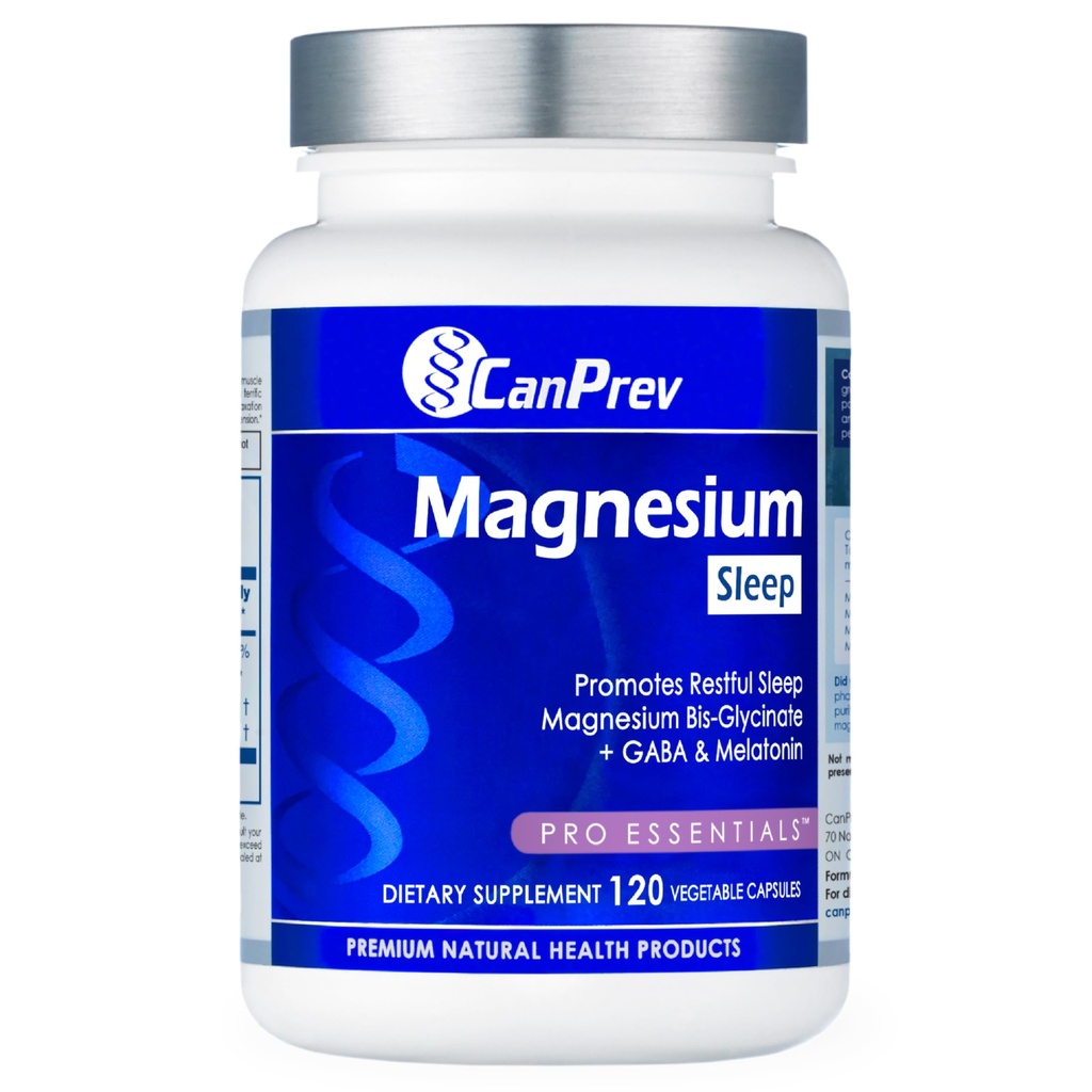 CanPrev Magnesium Biglycinate Chelated + GABA & Melatonine, 120 Veg Caps, 120-Day Supply, Ondersteuning Rustige Nacht, Spierfunctie, Bevorder Ontspanning & Balanced Slaap-Wake Cycle, Vegan, Geen GGO & Gluten