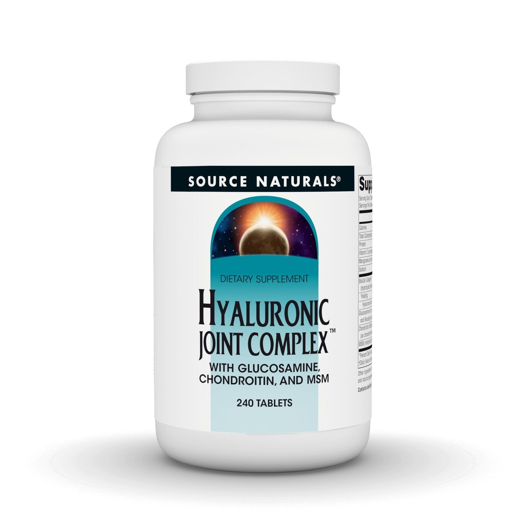 Source Naturals Complexe articulaire Hyaluronique avec Glucosamine, Chondroïtine et MSM Extra Strength - 240 comprimés