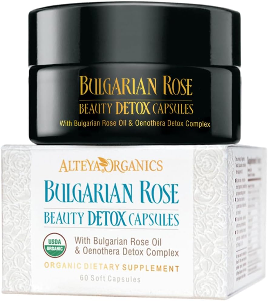 Alteya Organics Rose Beauty Detox Capsules - USDA Certified Organic met Bulgaarse Rose Oil en Oenothera Detox Complex - 30 Servings