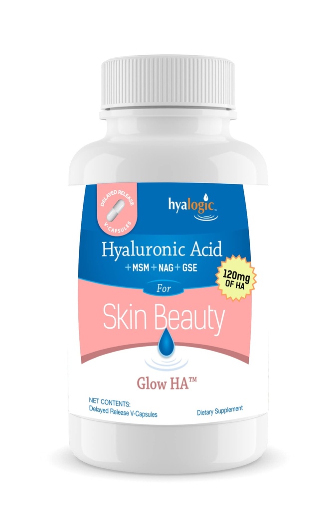 Hyalogic 120 Mg Hyaluronic Acid Delayed-Release Capsules – Skin Supplement w/Glucosamine MSM – Body Health Food Supplement w/Grape Seed Extract – Vegan & Non-GMO Dietary Supplements (30 Count)