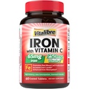 IJzeren supplement, 65mg Carbonyl Ijzer met 250mg vitamine C, Maag Vriendelijke ijzeren pillen voor Blood Building Vrouwen & Mannen, Hoge Absorptie, Geen Misselijkheid, Geen Constipatie, Non-GMO, Geen Gluten, 60 Veganistische Tabs