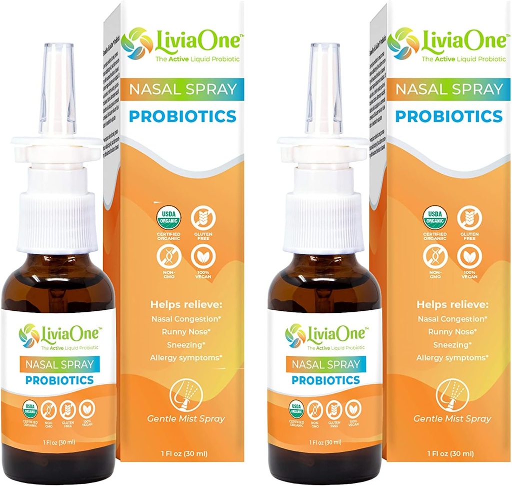 Pulvérisateur nasal LiviaOne, pulvérisateur probiotique à base de plantes toutes naturelles 1 Fl Oz (paquet de 2)