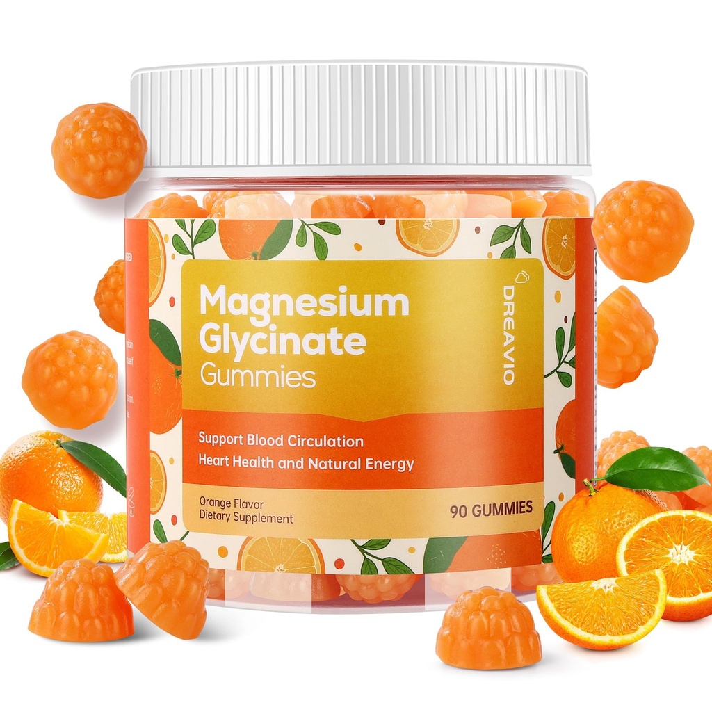 90 Graaf Magnesium Glycinate Gummies 400mg w/Ashwagandha Supplement - Suikervrij Zink Magnesium Glycinate Supplement Ashwagandha Gummies voor Volwassenen Oranje Smaak