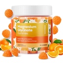 90 Graaf Magnesium Glycinate Gummies 400mg w/Ashwagandha Supplement - Suikervrij Zink Magnesium Glycinate Supplement Ashwagandha Gummies voor Volwassenen Oranje Smaak