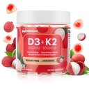 Vitamine D3 K2 Gummies w/Magnesium Sugar Free - 60 Count 
