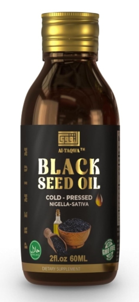 Black Seed Oil, Pure Virgin Black Cumin Seed Oil (Nigella Sativa) Kalonji, Cold Pressed, Unraffinaderij, Thymochinon, Vegan Friendly, Non GMO, Liquid 60ml
