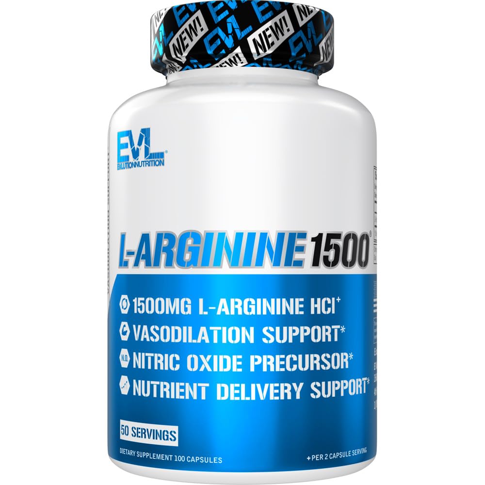 Evlutie Voeding Nitric Oxide Booster L-Arginine Supplement - High Potency Nitric Oxide Supplement met 1500 mg L Arginine HCL voor Enhanced Pumps Energie Spiergroei en Bloedvatigheid NO Booster