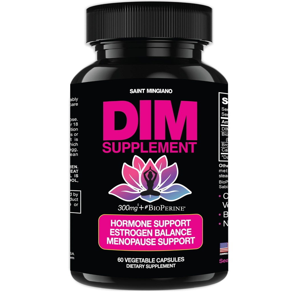 DIM Supplement 300 mg - Hormone Balance for Women, Estrogen Supplement for Women with Hot Flashes & Night Sweats  60 capsules
