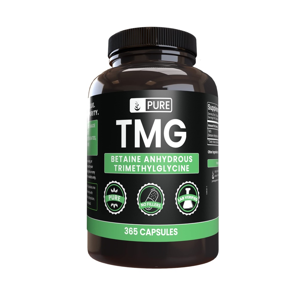 Pure originele ingrediënten TMG (365 capsules) Geen Magnesium of rijstvullers, altijd zuiver, Lab geverifieerd