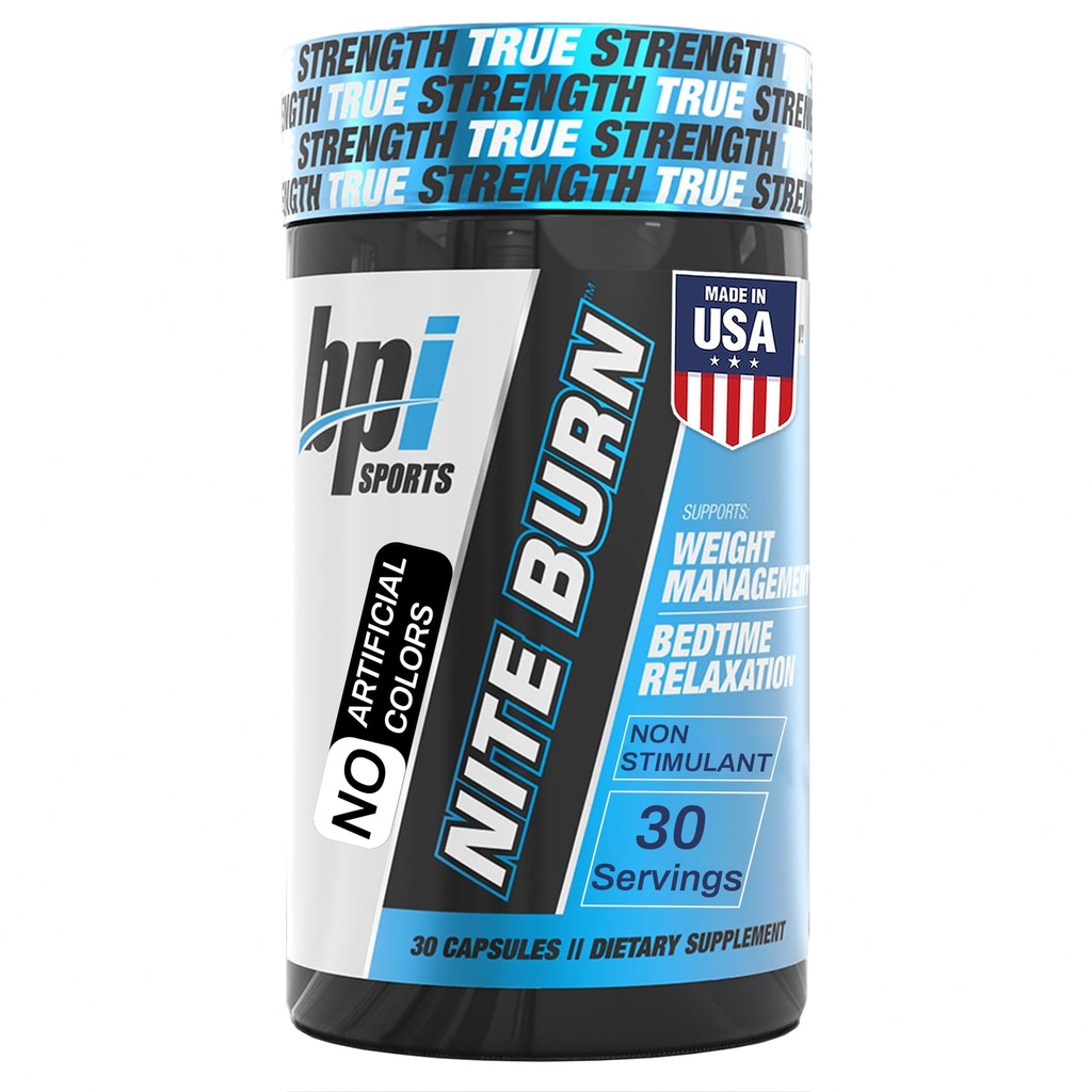 BPI Sports Nite Burn – La nuit Fat Burner & Sleep Support – Keto-Amiendly – Perte de poids, Burn Fat, Relaxation, Boost Métabolisme – 30 portions – 640mg