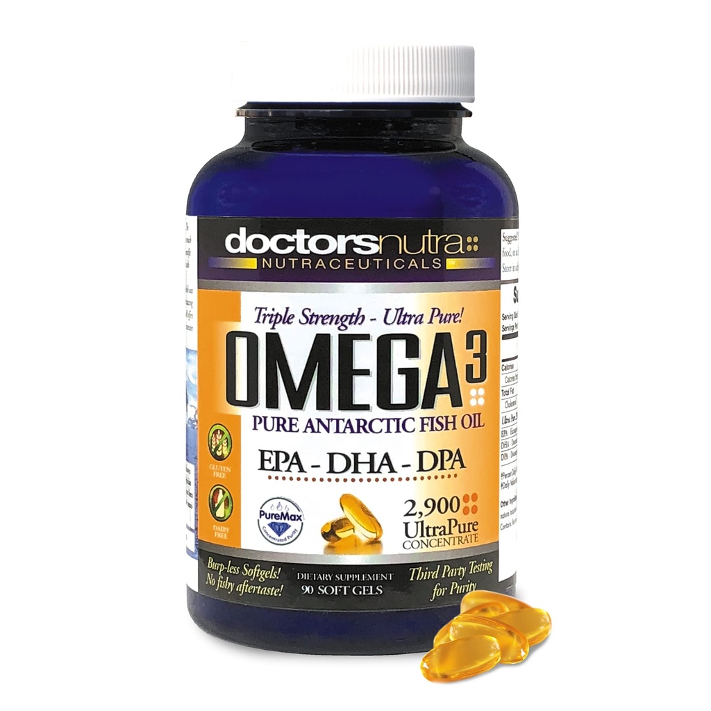Omega 3 DPA Visolie 2.900 Milligrammen Triple Strength Ultra Pure Concentrated, EPA-DPA-DHA, SoftGels - 30 porties