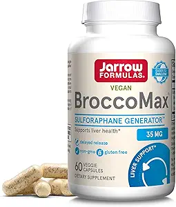 Jarrow Formulas BroccoMax Sulforaphane Generator 35mg w/Sulforaphane Glucosinolate & Myrosinase, Dietary Supplement for Liver Health Support, 60 Delayed Release Veggie Caps, 30 Day Supply(Pack of 12)