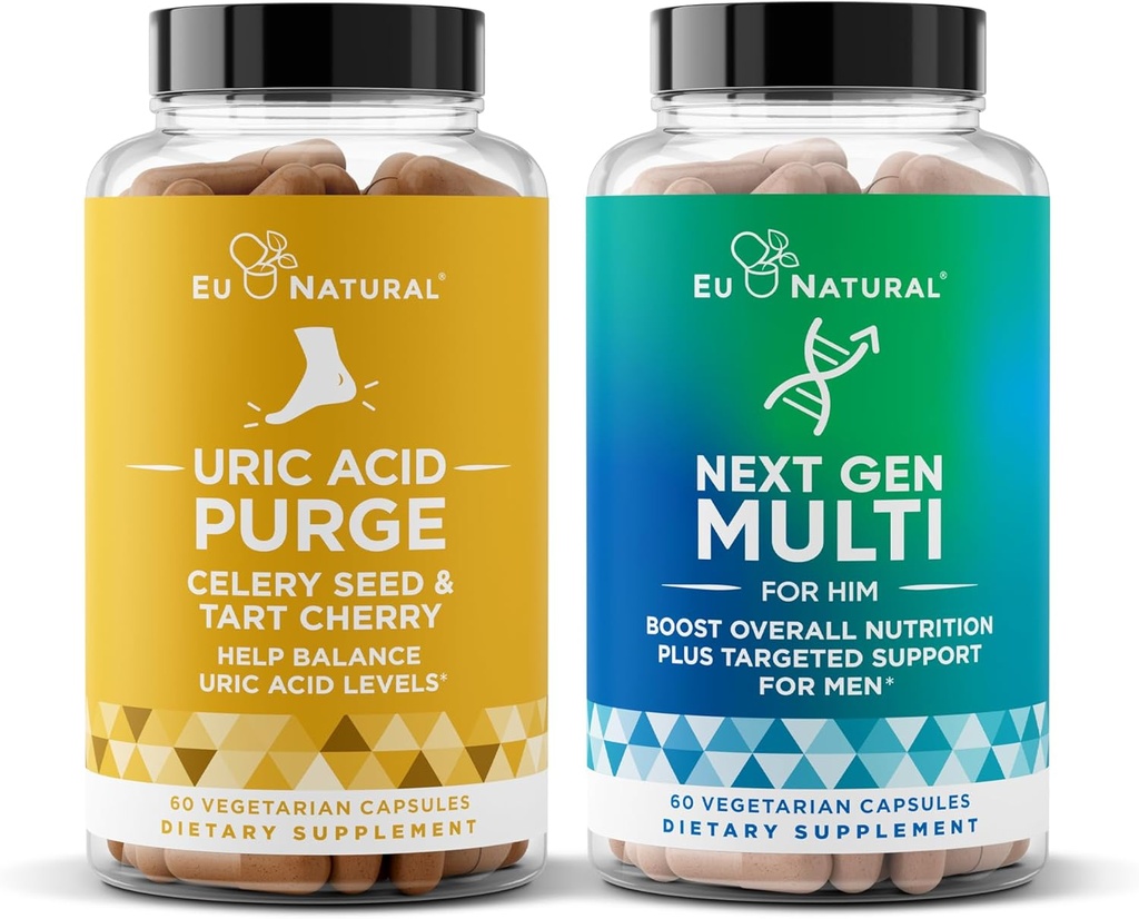 Uric Acid Purge and Next Gen Multi for Hem Bundle - Detox and Cleanse for Joint Support & Active Mobility Plus 26-in-1 Geavanceerde mannen Multivitamine