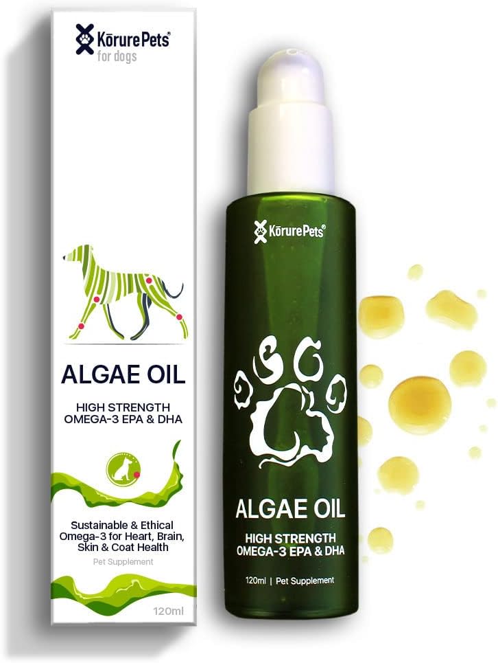 Omega 3 voor honden, huid en jas supplement voor honden, algenolie, alternatieve visolie voor honden, Allergie en honden jeuk Relief, hond anti vergieten supplement, hond droge huid behandeling, uit Nieuw-Zeeland 120ml