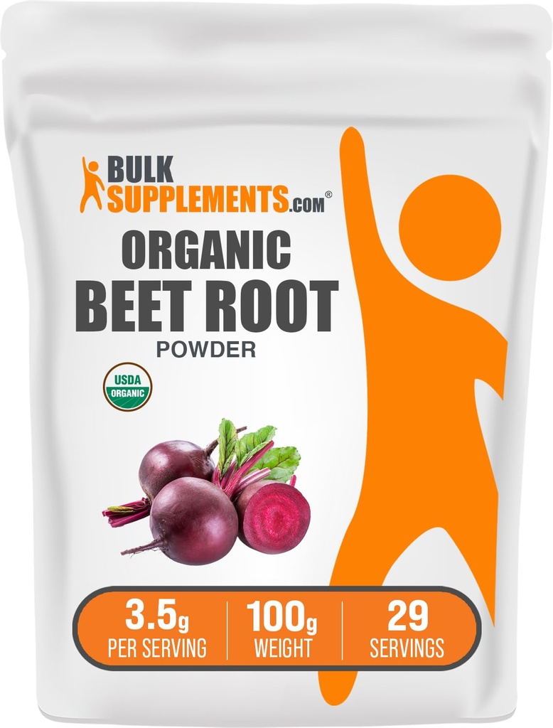 BulkSupplements.com Biologische Beetwortelpoeder - Superfood Supplement, Beetwortelsupplementen - Veganistisch & Glutenvrij, 3,5 g per portie, 100 g (3,5 oz) (pakket van 1)