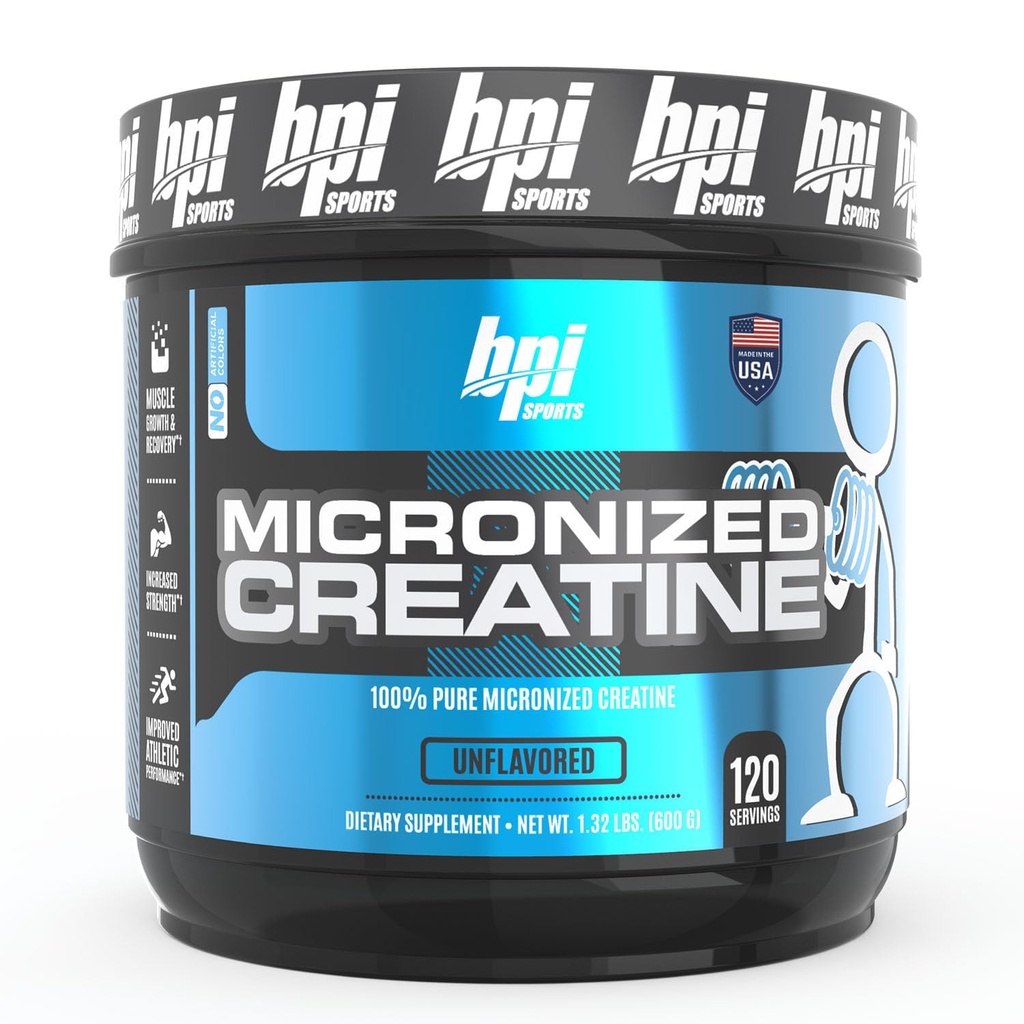BPI Sport Micronized Creatine - Verhoog de sterkte - Verminder de vermoeidheid - Lean Muscle Building - 100% Pure Creatine - Betere absorptie - Ondersteunt spiergroei - Unflavored - 120 Servings - 21,16 Ounce