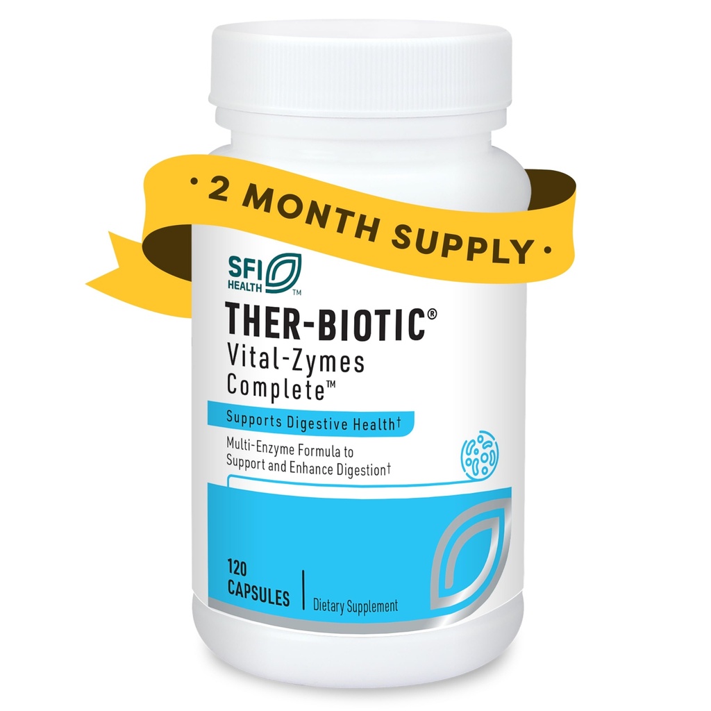 SFI Health Multi Enzyme Supplements for Digestive Health - Ther-Biotic Vital-Zymes Complete - Digestive Enzymes to Help Indigestie & Aid Nutriënt Absorptie (120 Capsules)
