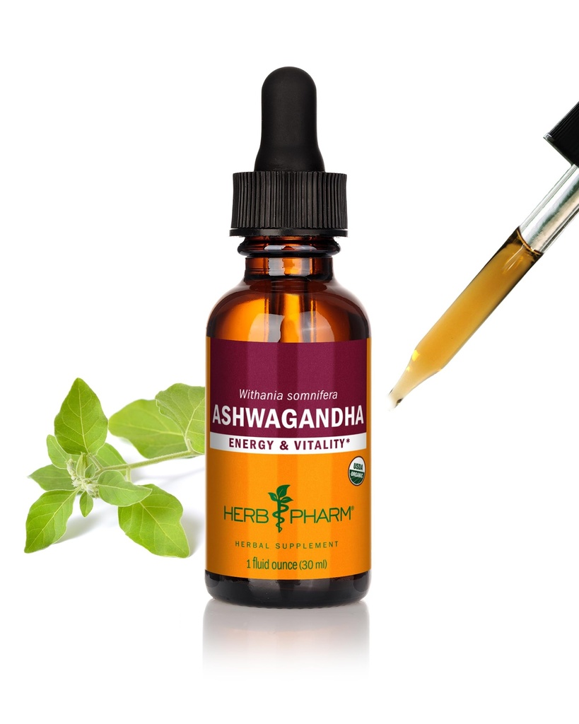 Herb Pharm Certified Biologische Ashwagandha Extract voor energie en vitaliteit, Graan, Biologische Cane Alcohol, 1 Ounce